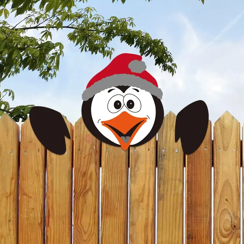 Grinch Peeping Christmas Decor on Fence - Image 7