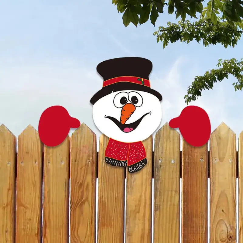 Grinch Peeping Christmas Decor on Fence - Image 8