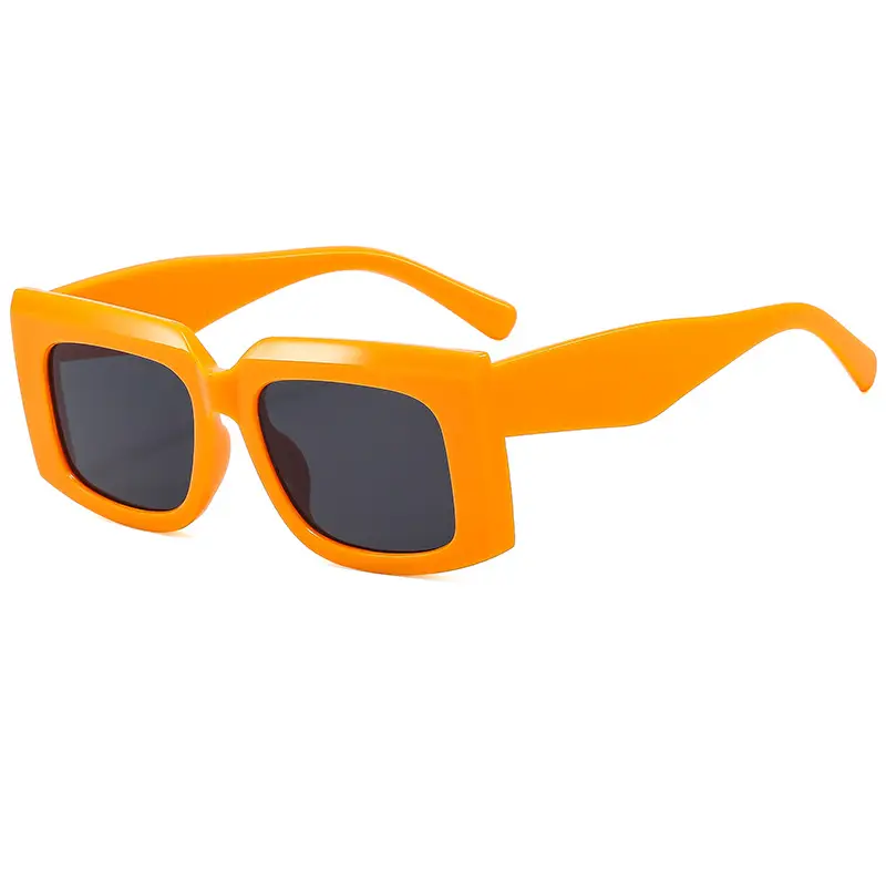 Men's Wide Leg Thick Frame Sunglasses Brown Yellow - Image 6
