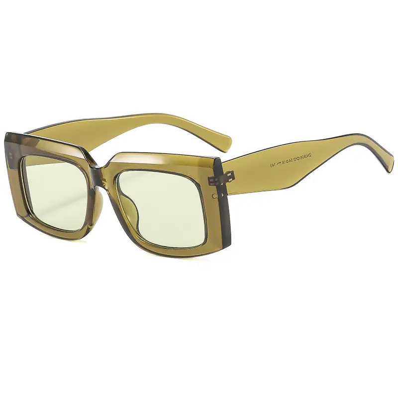 Men's Wide Leg Thick Frame Sunglasses Brown Yellow - Image 7