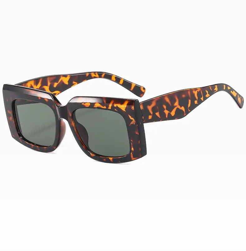 Men's Wide Leg Thick Frame Sunglasses Brown Yellow β feature 13
