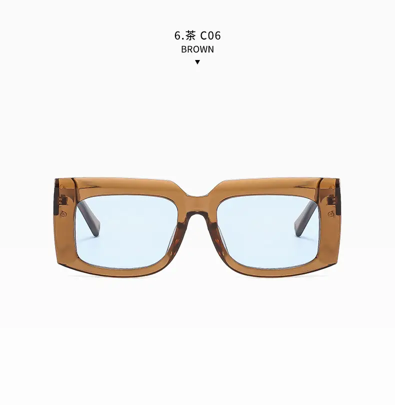 Men's Wide Leg Thick Frame Sunglasses Brown Yellow β feature 20