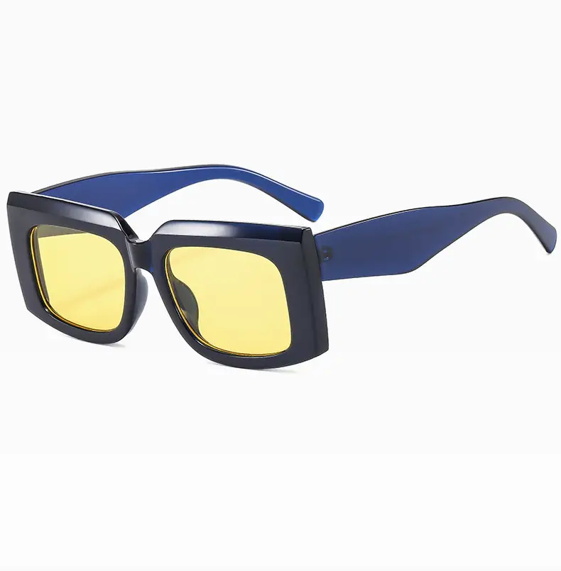 Men's Wide Leg Thick Frame Sunglasses Brown Yellow β feature 23