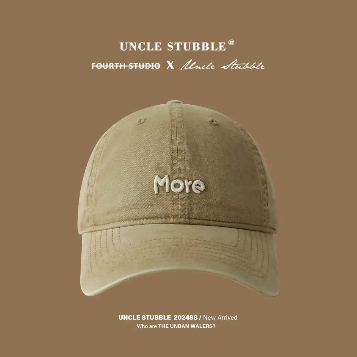 Uncle Stubble Men's Beige Letter Embroidered Cap - Image 4