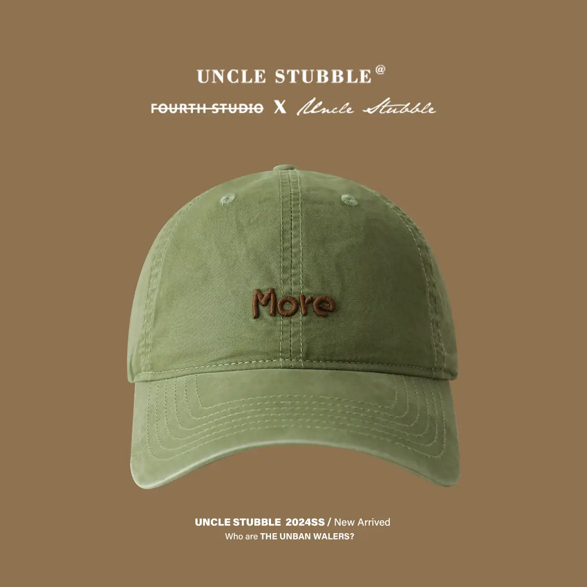 Uncle Stubble Men's Beige Letter Embroidered Cap - Image 6