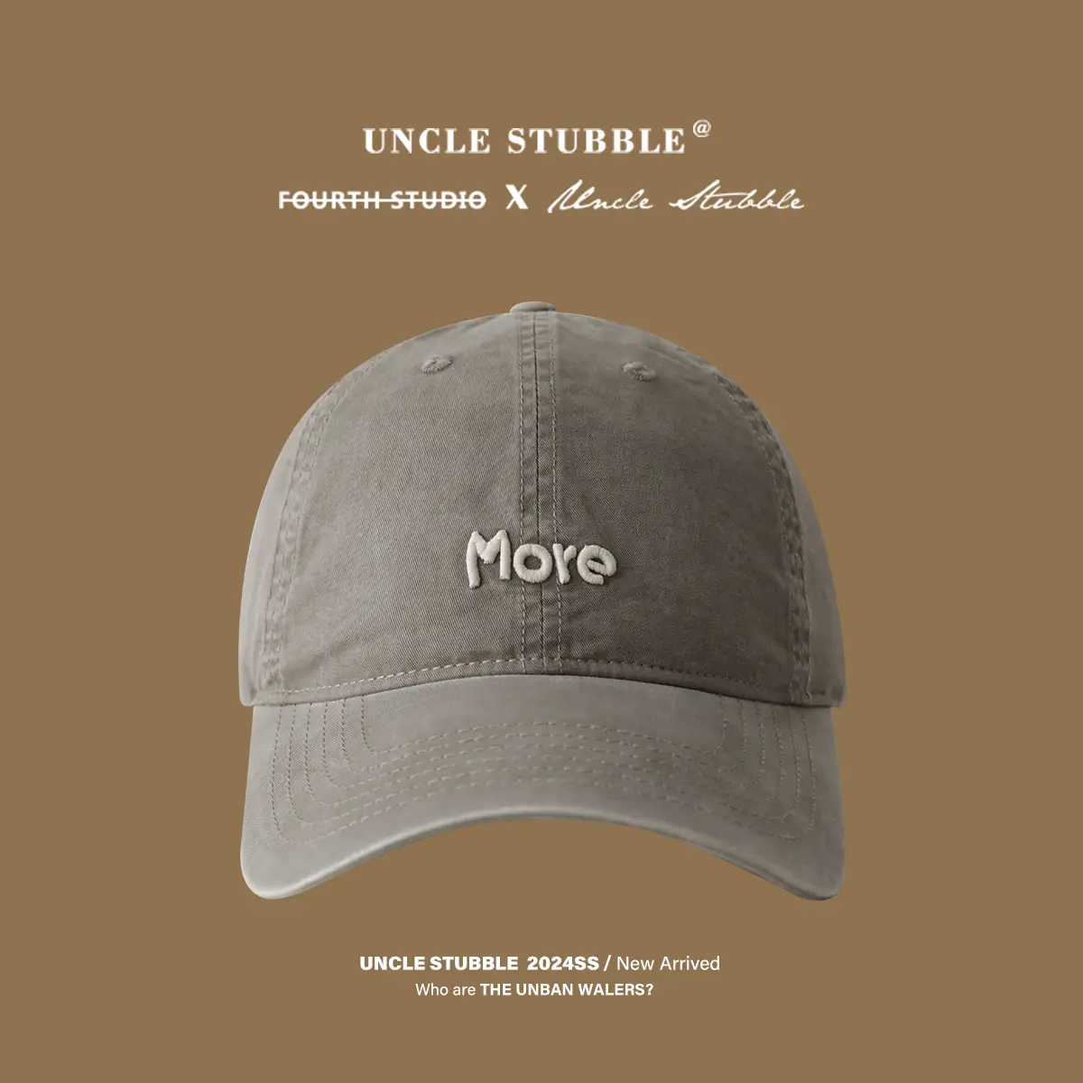 Uncle Stubble Men's Beige Letter Embroidered Cap - Image 7