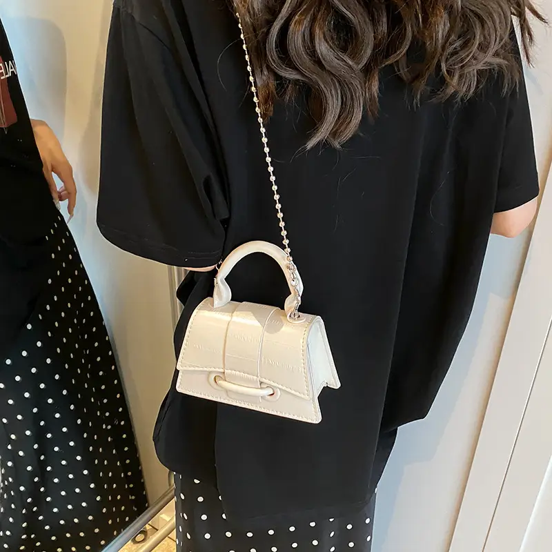 Black Beaded Chain Mini Handbag for Women - Image 6