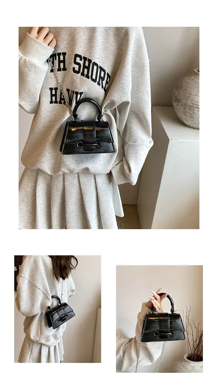 Black Beaded Chain Mini Handbag for Women — feature 31