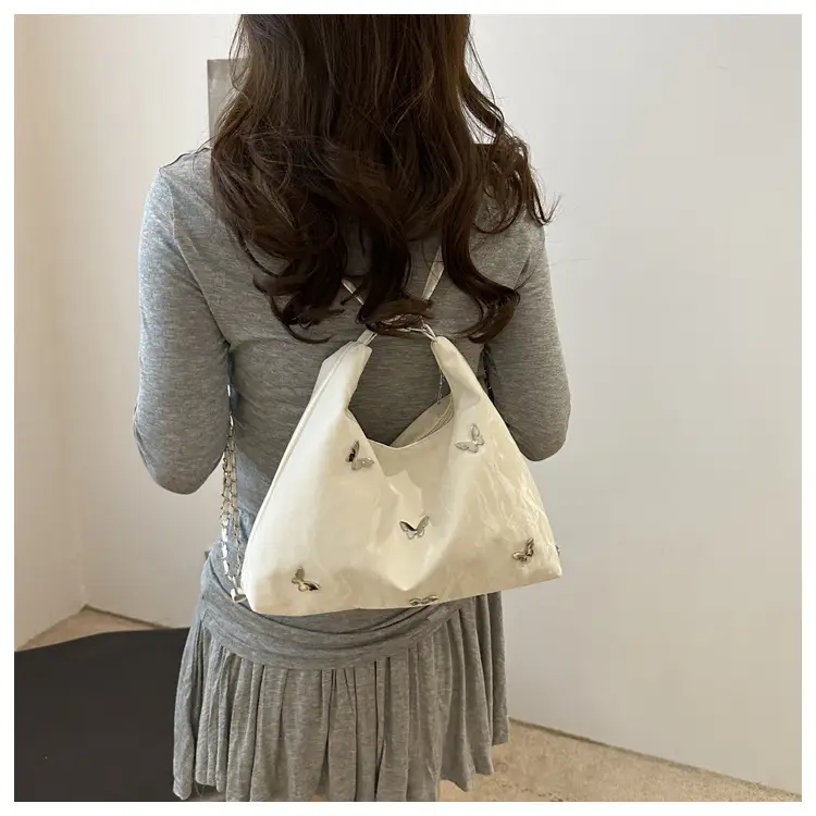 Pink Embroidered Women's Tote Bag with Butterfly Design — feature 10