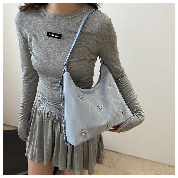 Pink Embroidered Women's Tote Bag with Butterfly Design — feature 13