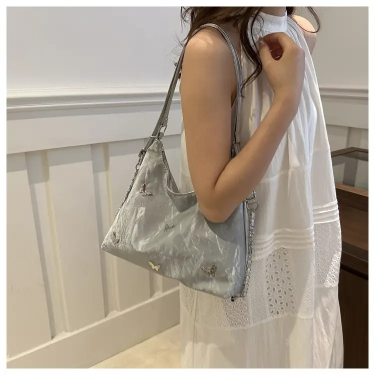 Pink Embroidered Women's Tote Bag with Butterfly Design — feature 17