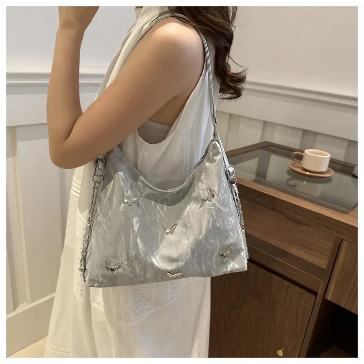 Pink Embroidered Women's Tote Bag with Butterfly Design — feature 19