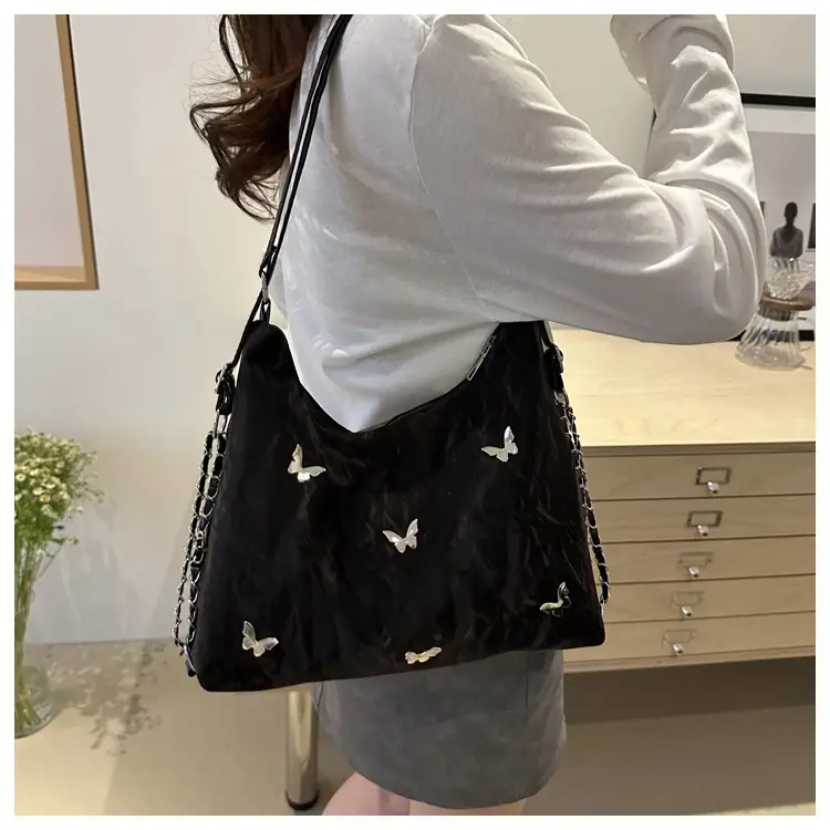 Pink Embroidered Women's Tote Bag with Butterfly Design — feature 20
