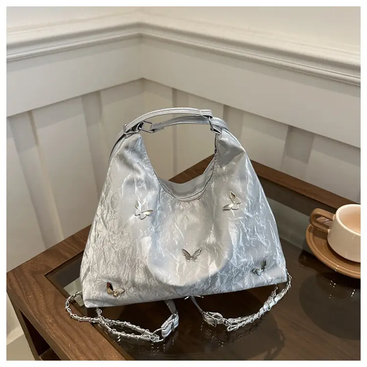 Pink Embroidered Women's Tote Bag with Butterfly Design — feature 24