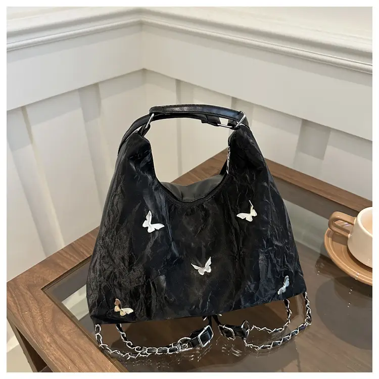 Pink Embroidered Women's Tote Bag with Butterfly Design — feature 25