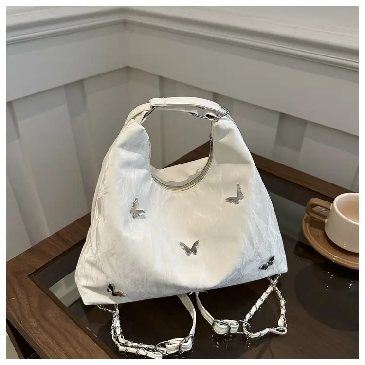 Pink Embroidered Women's Tote Bag with Butterfly Design — feature 26