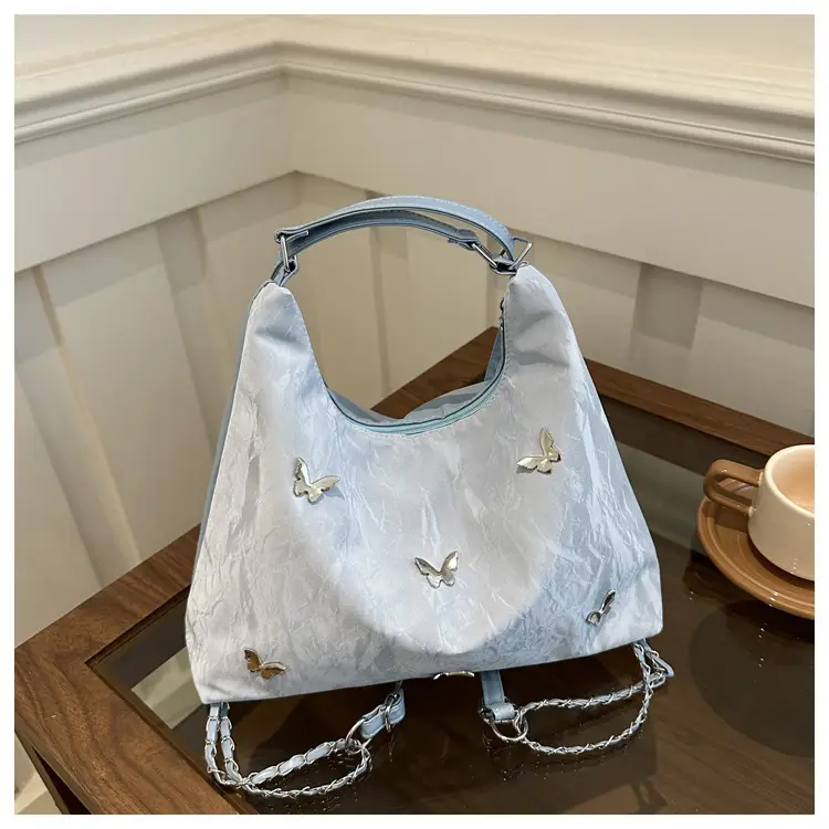 Pink Embroidered Women's Tote Bag with Butterfly Design — feature 27