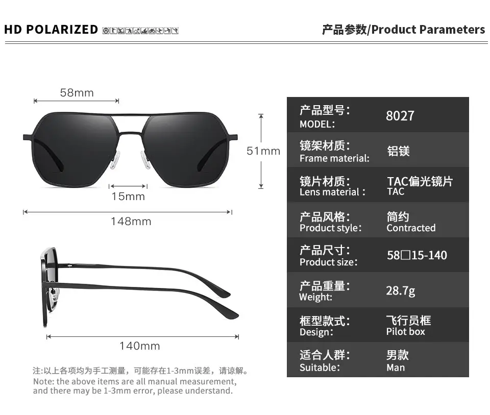 Men Polarizing UV488 Sunglasses Black Aluminum β feature 8