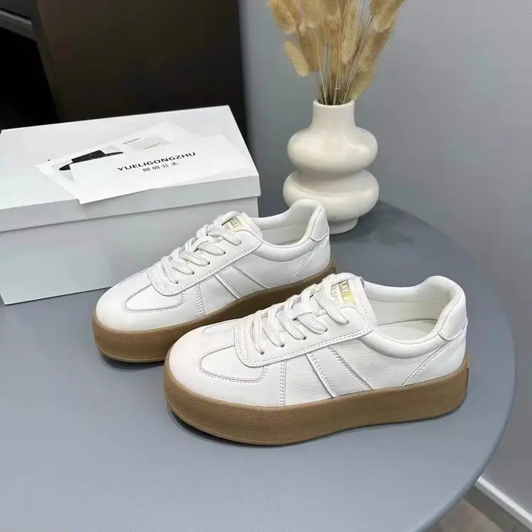 Thick-soled retro German training shoes women's 2025 spring new height all-match casual skate shoes explosions sports white shoes