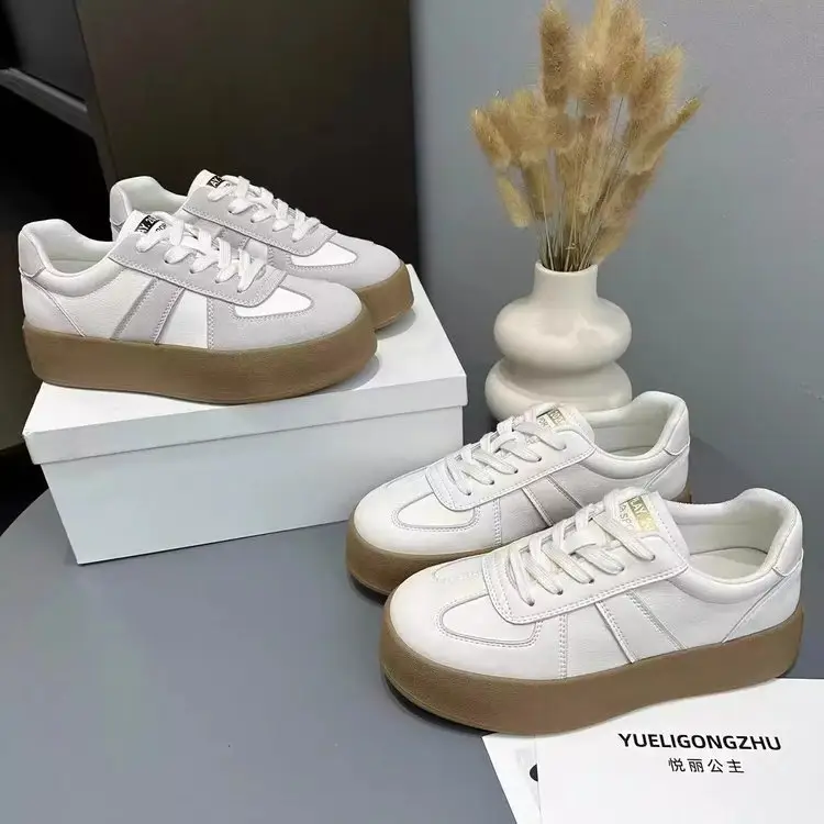 Thick-soled retro German training shoes women's 2025 spring new height all-match casual skate shoes explosions sports white shoes — feature 6