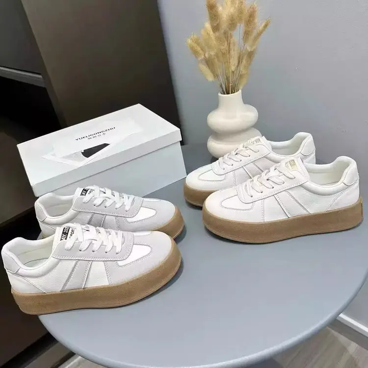 Thick-soled retro German training shoes women's 2025 spring new height all-match casual skate shoes explosions sports white shoes — feature 7