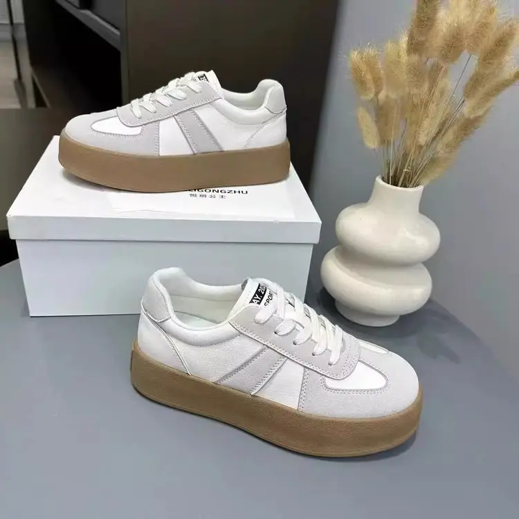 Thick-soled retro German training shoes women's 2025 spring new height all-match casual skate shoes explosions sports white shoes — feature 8