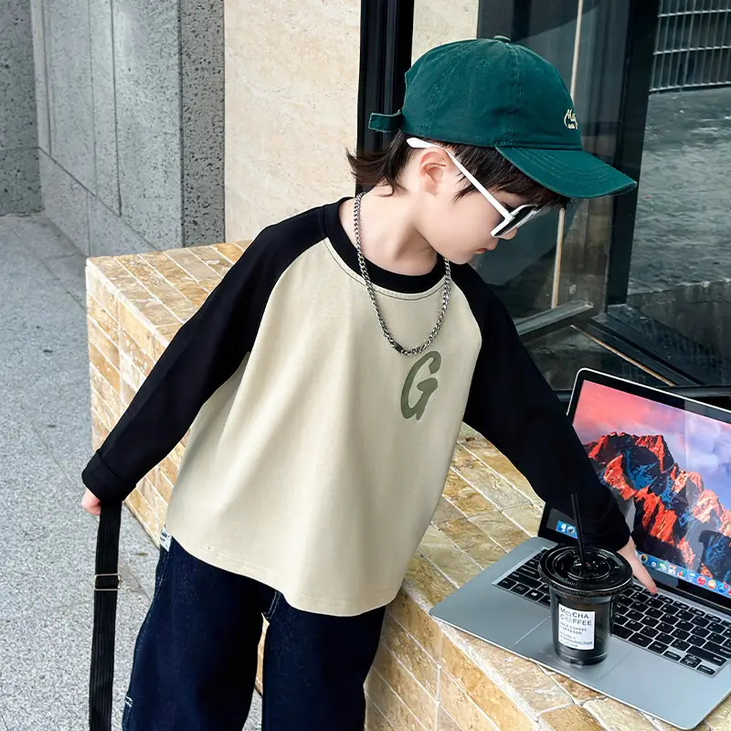 Boys Long Sleeve T-Shirt Cream Black G Print 2025 - Image 4