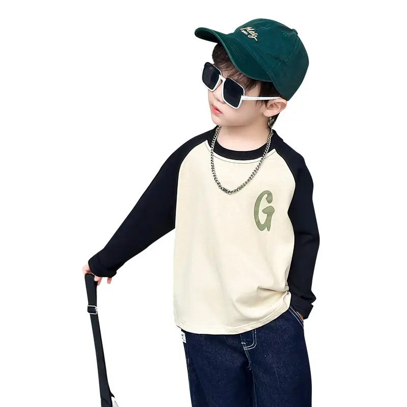 Boys Long Sleeve T-Shirt Cream Black G Print 2025 - Image 5