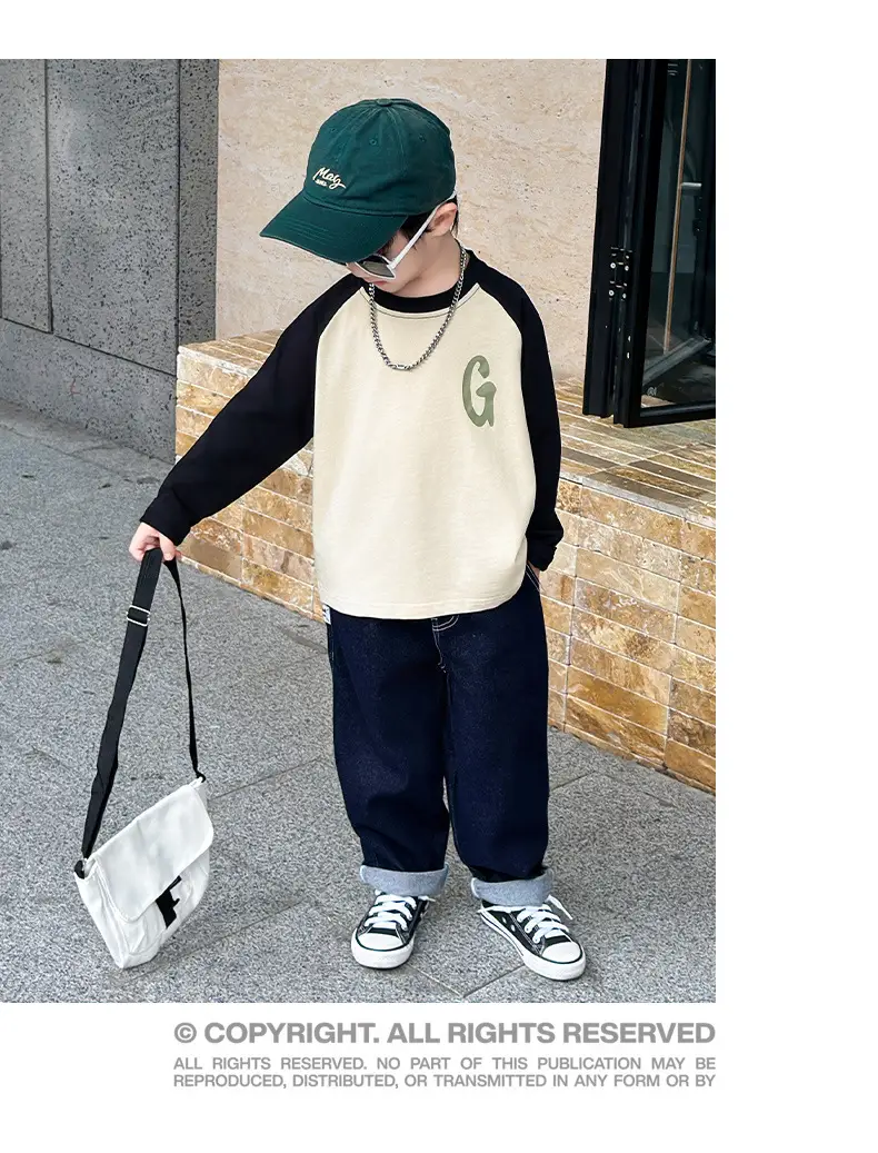 Boys Long Sleeve T-Shirt Cream Black G Print 2025 — feature 10