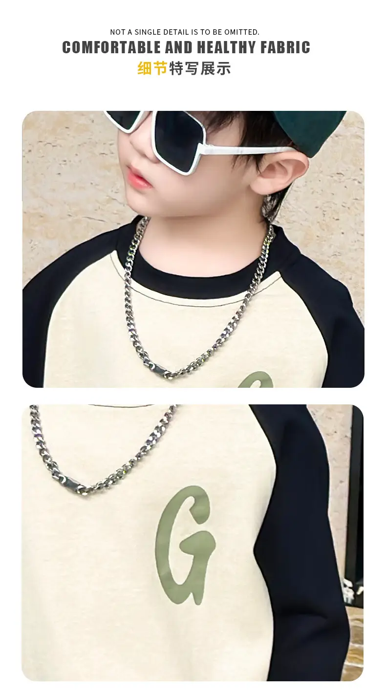 Boys Long Sleeve T-Shirt Cream Black G Print 2025 — feature 12