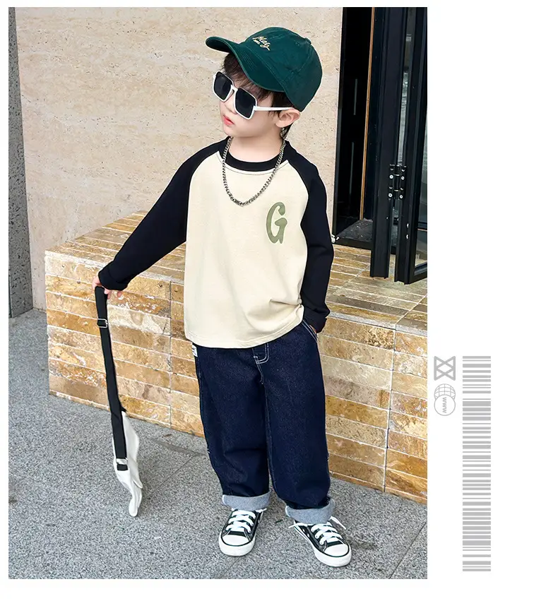 Boys Long Sleeve T-Shirt Cream Black G Print 2025 — feature 7