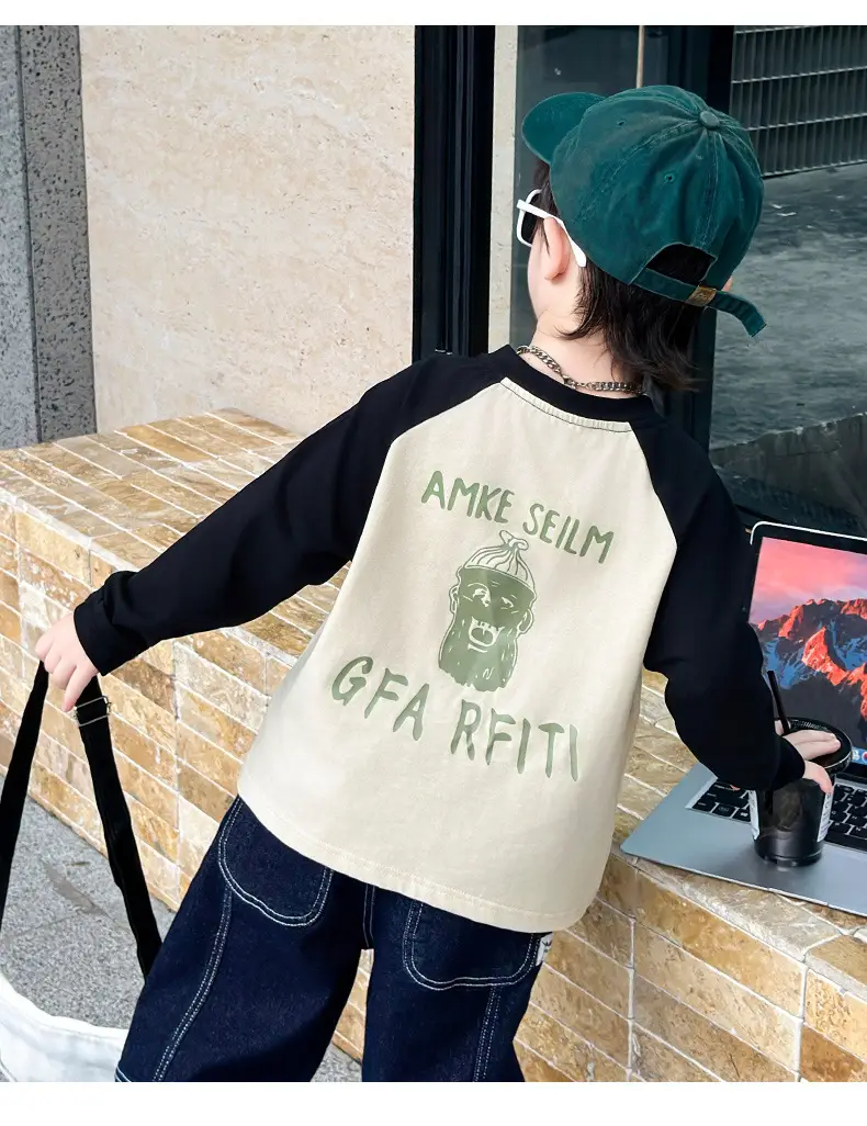 Boys Long Sleeve T-Shirt Cream Black G Print 2025 — feature 8