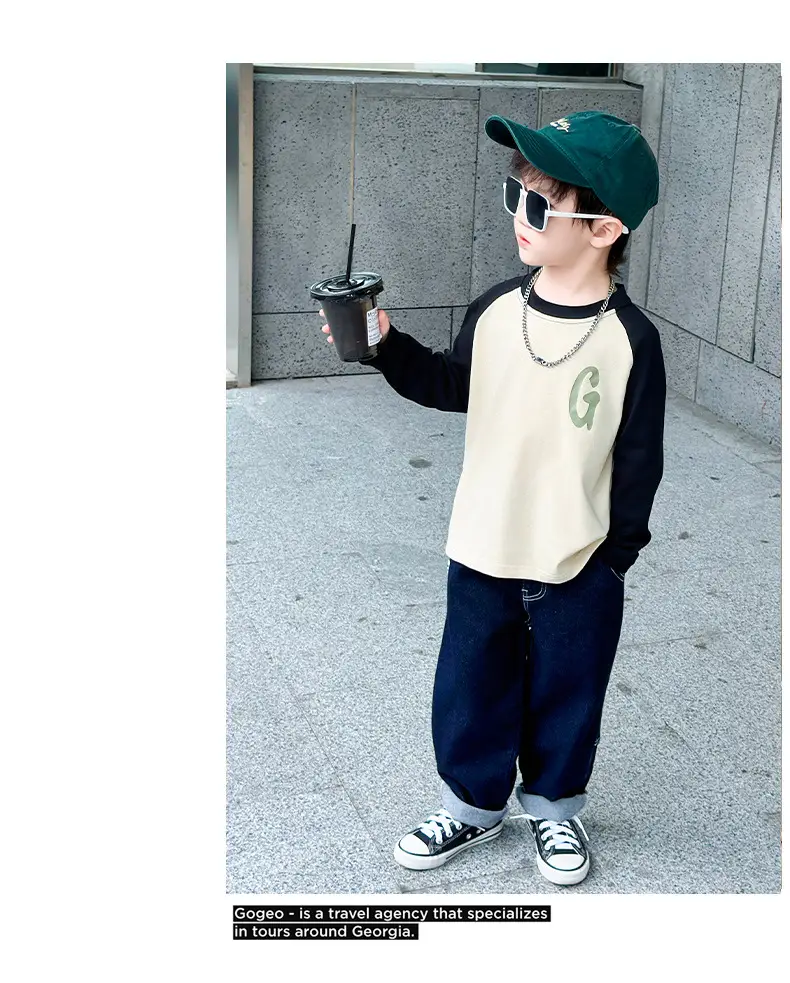 Boys Long Sleeve T-Shirt Cream Black G Print 2025 — feature 9