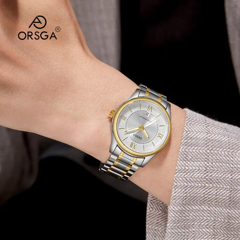 ORSGA Men's Luminous Quartz Watch Gold Bracelet