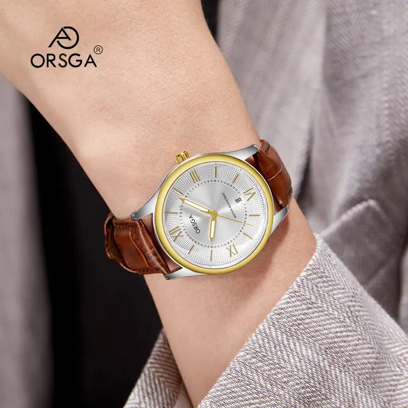 ORSGA Men's Luminous Quartz Watch Gold Bracelet