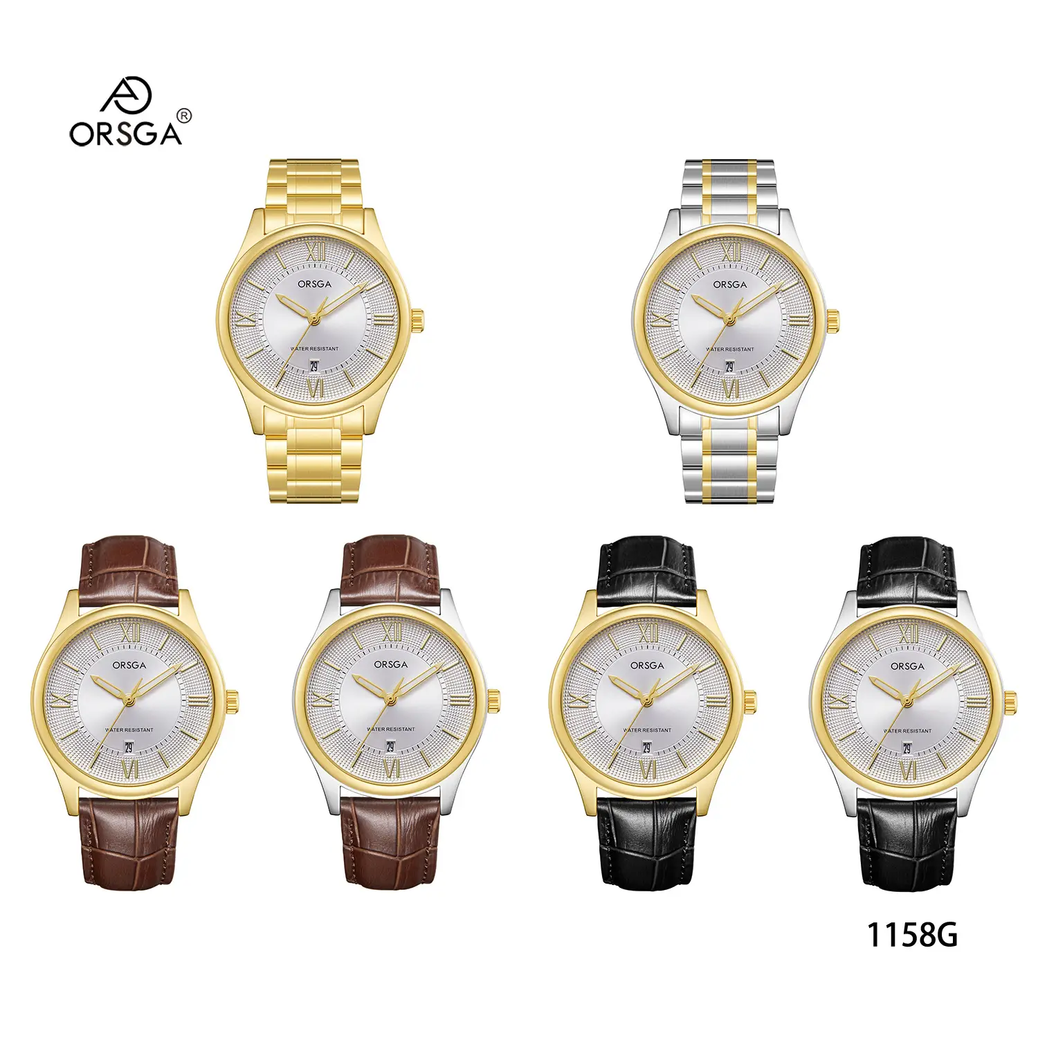 ORSGA Men's Luminous Quartz Watch Gold Bracelet