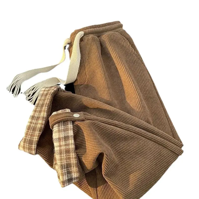 Men's Plaid Spring Autumn Waistcoat Pants Brown White