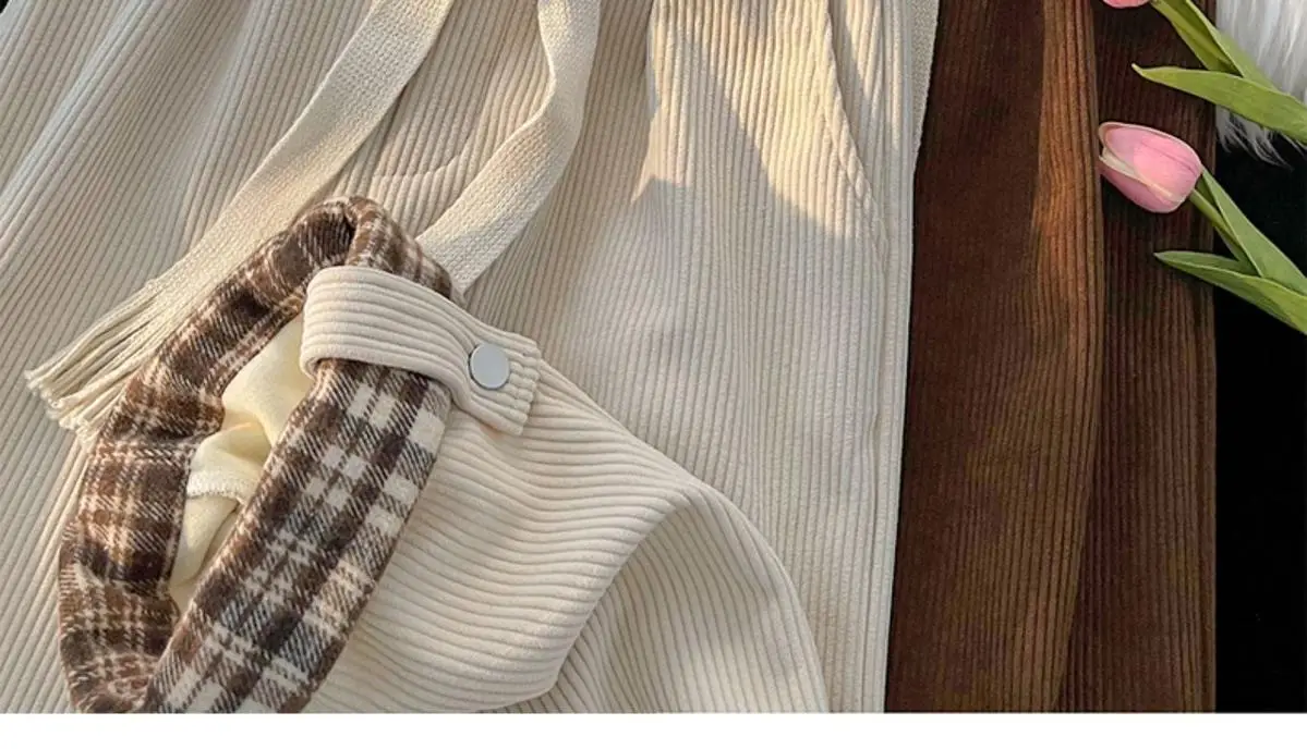 Men's Plaid Spring Autumn Waistcoat Pants Brown White — feature 14