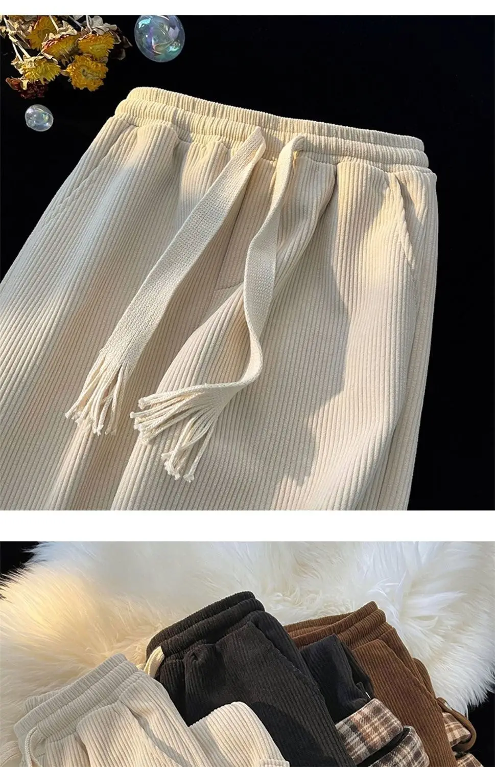 Men's Plaid Spring Autumn Waistcoat Pants Brown White — feature 15