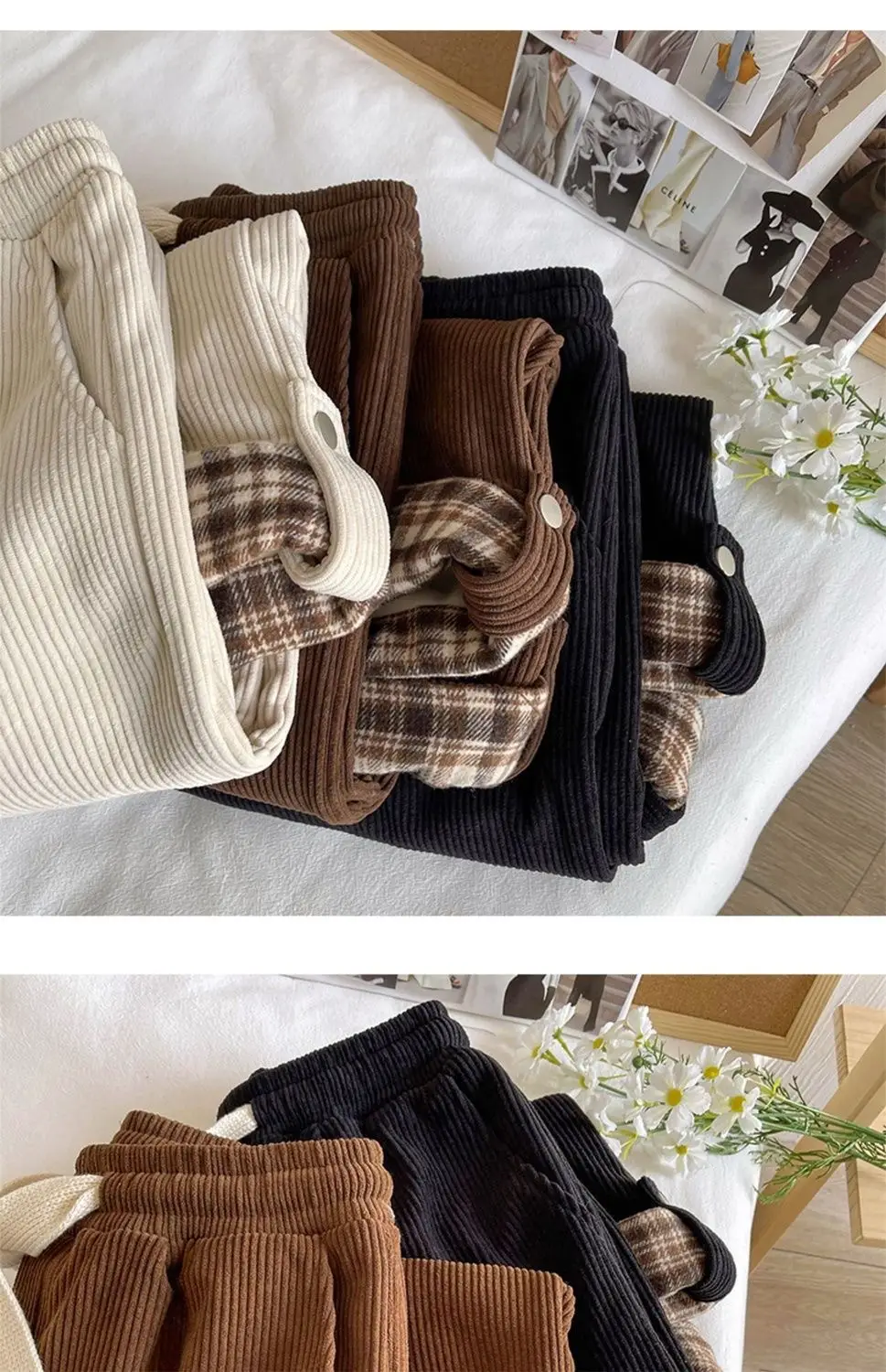 Men's Plaid Spring Autumn Waistcoat Pants Brown White — feature 21