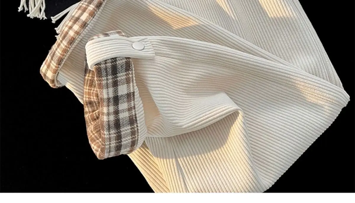 Men's Plaid Spring Autumn Waistcoat Pants Brown White — feature 4