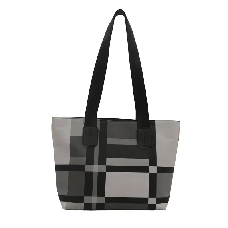 Women's Large Plaid Check Bag Shoulder Commuter Tote - Image 8