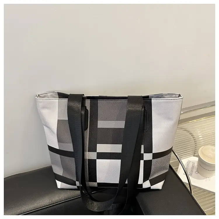 Women's Large Plaid Check Bag Shoulder Commuter Tote — feature 10