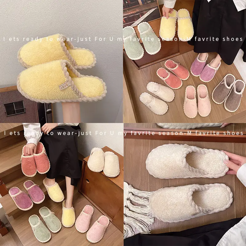 Plush Home Shoes Cotton Slippers Indoor Home Shoes Home Women Slippers in stock Wholesale Cotton Slippers Men's and Women's Same Shoes - Image 9