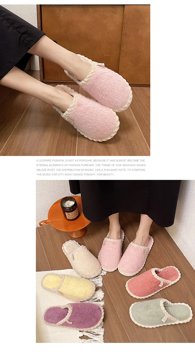 Plush Home Shoes Cotton Slippers Indoor Home Shoes Home Women Slippers in stock Wholesale Cotton Slippers Men's and Women's Same Shoes — feature 13