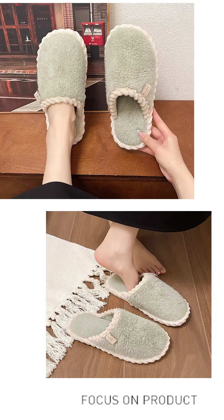 Plush Home Shoes Cotton Slippers Indoor Home Shoes Home Women Slippers in stock Wholesale Cotton Slippers Men's and Women's Same Shoes — feature 14