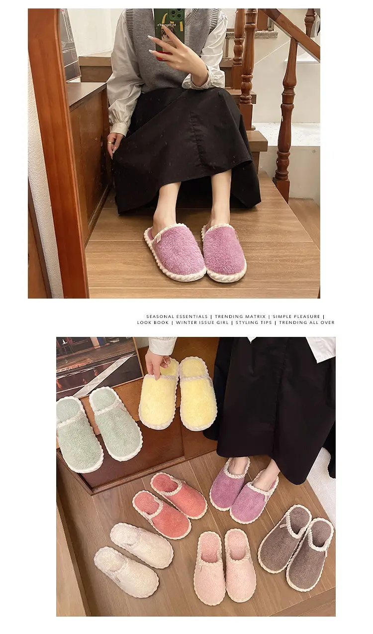 Plush Home Shoes Cotton Slippers Indoor Home Shoes Home Women Slippers in stock Wholesale Cotton Slippers Men's and Women's Same Shoes — feature 4