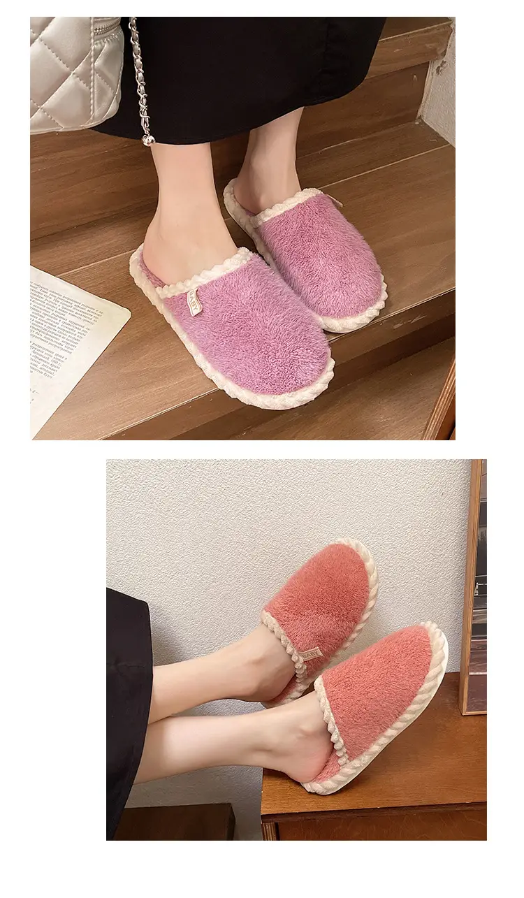 Plush Home Shoes Cotton Slippers Indoor Home Shoes Home Women Slippers in stock Wholesale Cotton Slippers Men's and Women's Same Shoes — feature 5