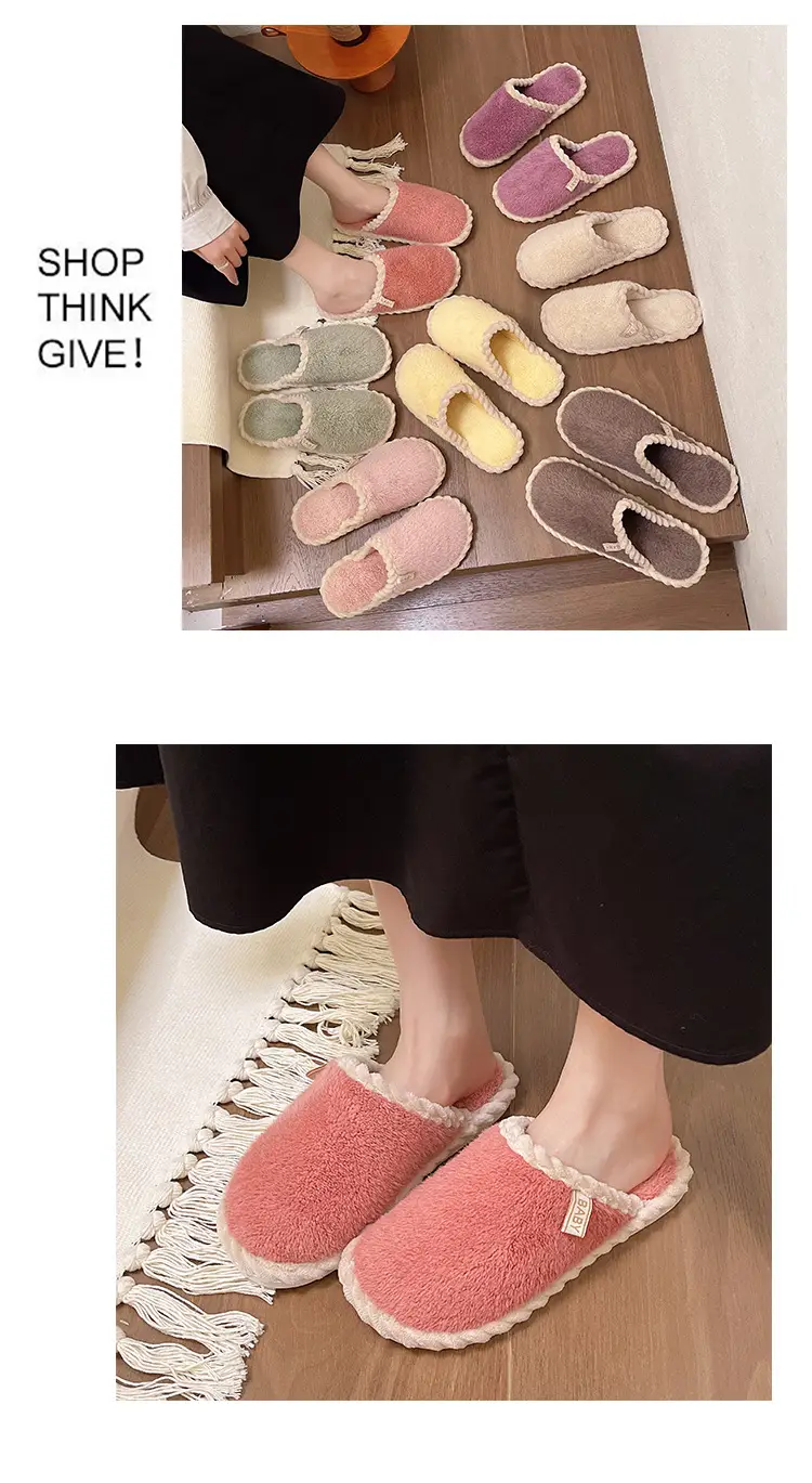 Plush Home Shoes Cotton Slippers Indoor Home Shoes Home Women Slippers in stock Wholesale Cotton Slippers Men's and Women's Same Shoes — feature 6