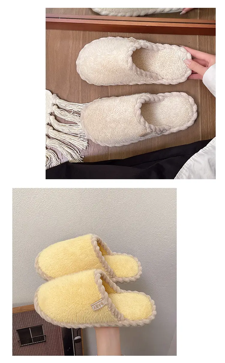 Plush Home Shoes Cotton Slippers Indoor Home Shoes Home Women Slippers in stock Wholesale Cotton Slippers Men's and Women's Same Shoes — feature 7